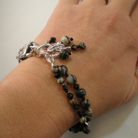 Adjustable Black and Silver Bracelet - Thumbnail 2