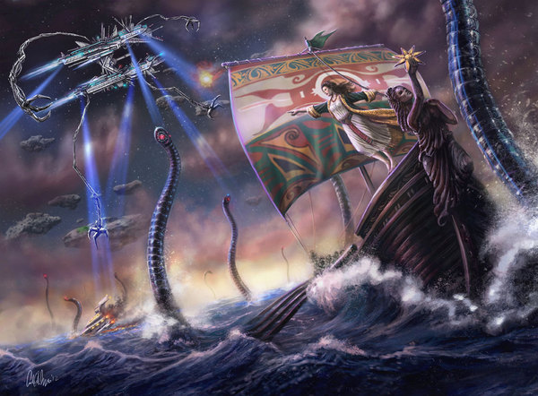 Sci-fi Book cover alien planet  ocean Fantasy Fine Art Illustration Print  