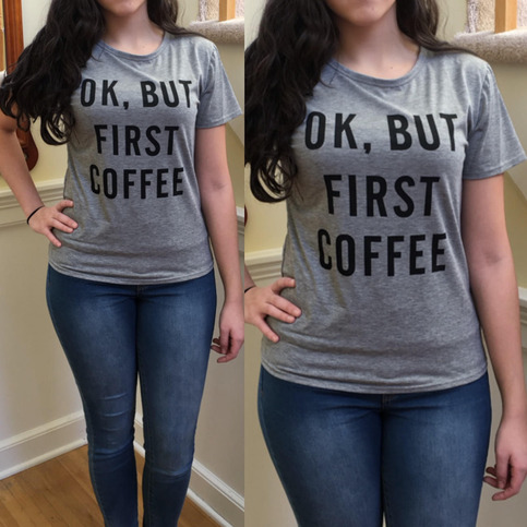Ok, But First Coffee Top in grey
