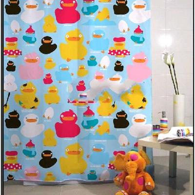 Colorful duckling design 1.8x1.8m waterproof shower curtain set