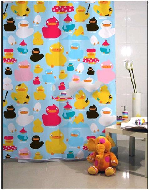 Colorful Duckling Design 1.8x1.8m Waterproof Shower Curtain Set