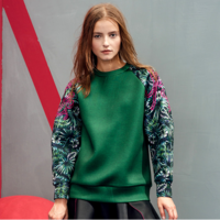 ISABEL KLEIN TROPICAL FLOWERS FIGURED RUBY GREEN SWEATSHIRT L15303353 - Thumbnail 1