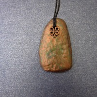 Rustic Iridescent Copper Colored Paper Mache Pendant - Thumbnail 1