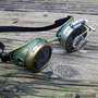 Green and Gold Steampunk Goggles with Gold Gears and Loupes Apocalypse Scientist Space Captain Motorcycle Cyber Rave-2