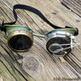Green and Gold Steampunk Goggles with Gold Gears and Loupes Apocalypse Scientist Space Captain Motorcycle Cyber Rave-1