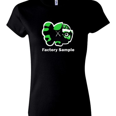 Bifurcated associate green - ladies t - by factory sample - not kaws