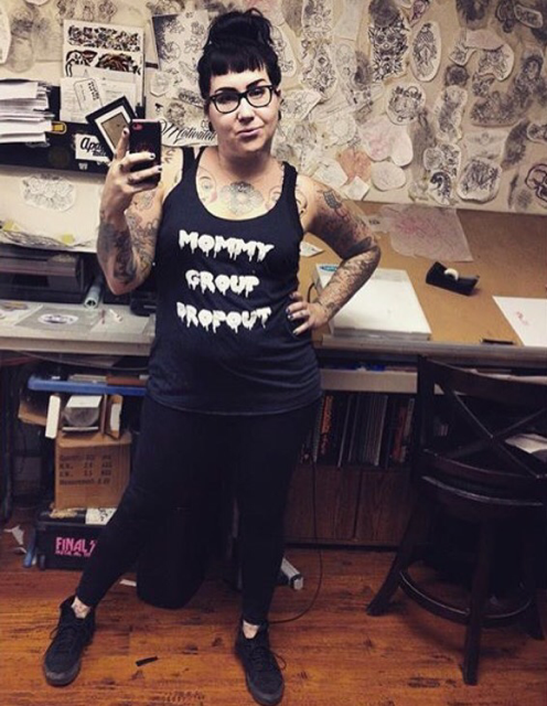 Mommy Group Dropout Racerback Black Tank