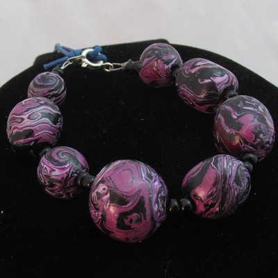 Polymer clay bead bracelet