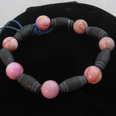 Pink and black stone bracelet