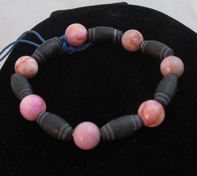 Pink and black stone bracelet