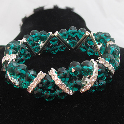 Green crystal bead stretchy bracelet