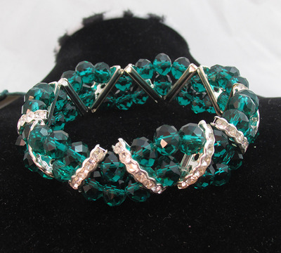 Green crystal bead stretchy bracelet