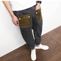 KLEPHT CO JAPANESE RETRO PATCH WORK MULTI POCKET CASUAL JOGGER PANTS - Thumbnail 1