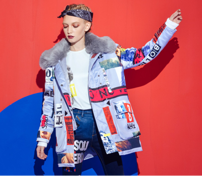 ISABEL KLEIN RETRO MAGAZINE FIGURED WINTER COAT F154043666