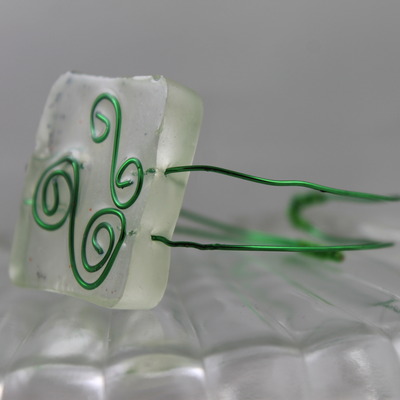 "hannah" in clear resin and limelight green 