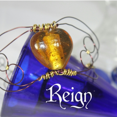 "reign" plum wire & amber stone