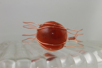 "Alyssa" in Tiger Lily Resin and Rose Wire 