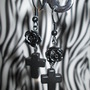 Small Black Rose Earrings with Small Black Crosses-2