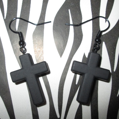 Black cross earrings