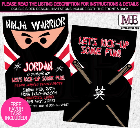 Ninja Birthday Invitations