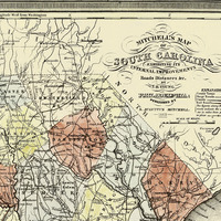 Mitchell's South Carolina in 1849 - State Map, Restoration, Vintage, Antique, Fine Art, Wall Art, History - Thumbnail 4