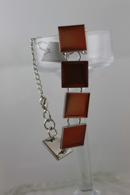 "Connect The Squares Bracelet" in Shades of Tiger Lily 