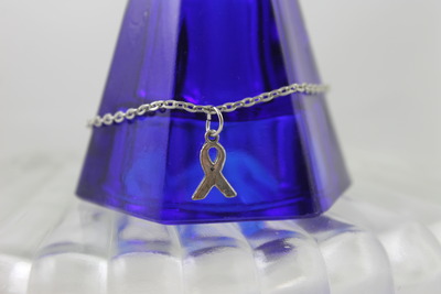 Cancer Ribbon Bracelet Silver Chain