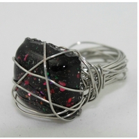 "Whirlwind Square Pillow Top" Wire Wrapped Ring - Thumbnail 2