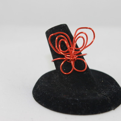 "butterfly kisses" red wire wrapped ring