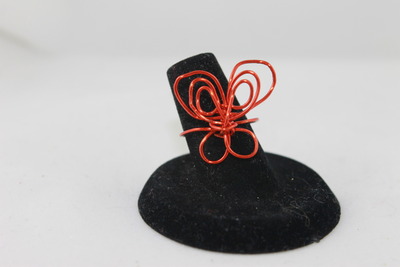 "Butterfly Kisses" Red Wire Wrapped Ring