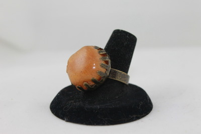 Antique Bronze Ring in Tiger Lily Resin