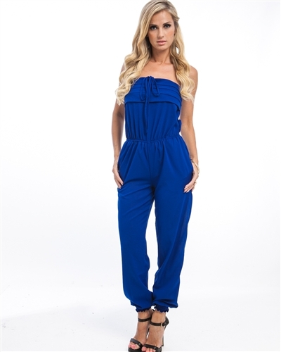 Royal Cinched Waist Romper