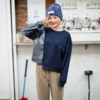 MISS KIMCHI KOREAN FASHION ASYMMETRIC STITCHED LOOSE SWEATSHIRT - Thumbnail 2