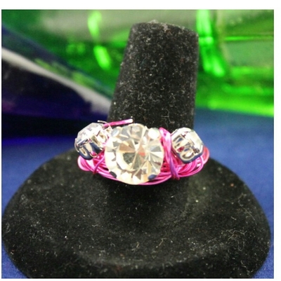 "Zarina" Hot Pink Wire Wrapped Ring 