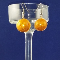 "Dots!" Earrings in Marigold Resin - Thumbnail 1
