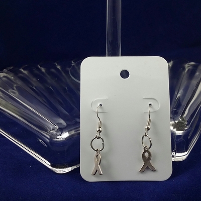 "cancer ribbons" silver earrings 