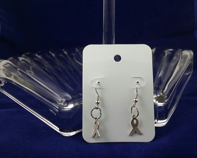 "Cancer Ribbons" Silver Earrings 