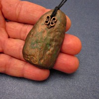 Rustic Iridescent Copper Colored Paper Mache Pendant - Thumbnail 3