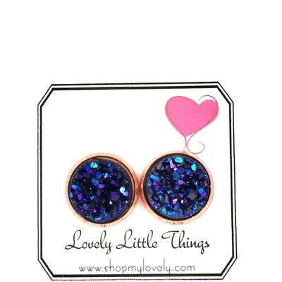 12mm midnight blue/purple studs with copper setting 