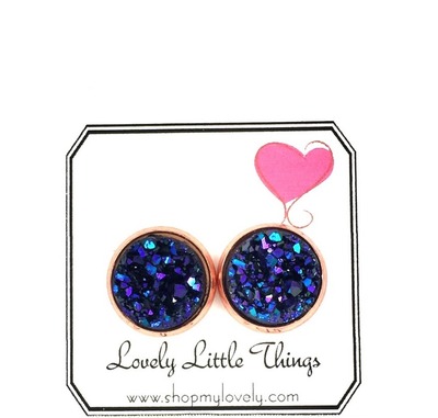 12mm Midnight Blue/Purple Studs with Copper Setting 