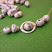 Chinese Words Salvaged Paper Beads, 30 pcs - Thumbnail 4