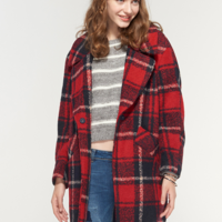 CACHE BRITISH STYLE RED PLAID LONG WOOLEN COAT - Thumbnail 2