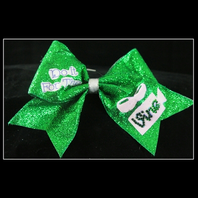 "do it for the vine" - 3 in green glitter ribbon with a silver center accented by green bling cheer bow