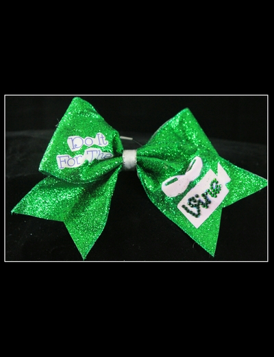 "DO IT FOR THE VINE" - 3 in Green Glitter Ribbon with a Silver center Accented by Green Bling Cheer Bow