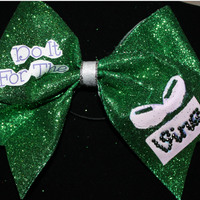 "DO IT FOR THE VINE" - 3 in Green Glitter Ribbon with a Silver center Accented by Green Bling Cheer Bow - Thumbnail 1