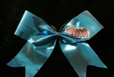 "THOR" CHEER BOW; Metallic Teal 2 in Bow; Personalize Center 