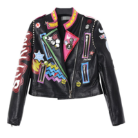 ROCK AND ROLL STREET FASHION METAL DECORATIVE MOTORCYCLE LEATHER JACKET - Thumbnail 1