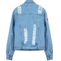 STREET FASHION PUNK COLORED ACRYLIC DIAMOND DENIM JACKET - Thumbnail 1
