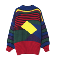 KOREAN FASHION PATCH WORK SWEATER Q6541-1 - Thumbnail 2