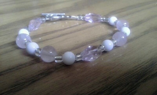 Rose Quartz & White Jade Semi Precious Stone Bracelet